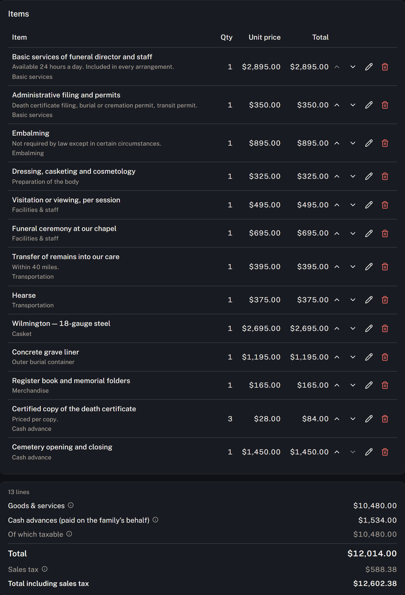 Plan the services and prepare an itemised statement from your price list. Reuse case details in your forms and documents.